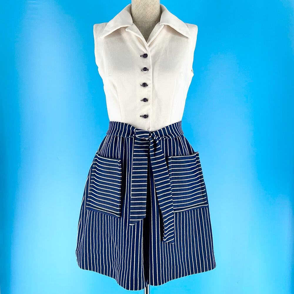 60s Romper Culotte Polyester Pointed Collar 1960s Vintage